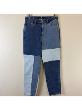 Hollister Womens Ultra High-Rise Mom Jeans Patchwork Denim W28 L27 Vintage